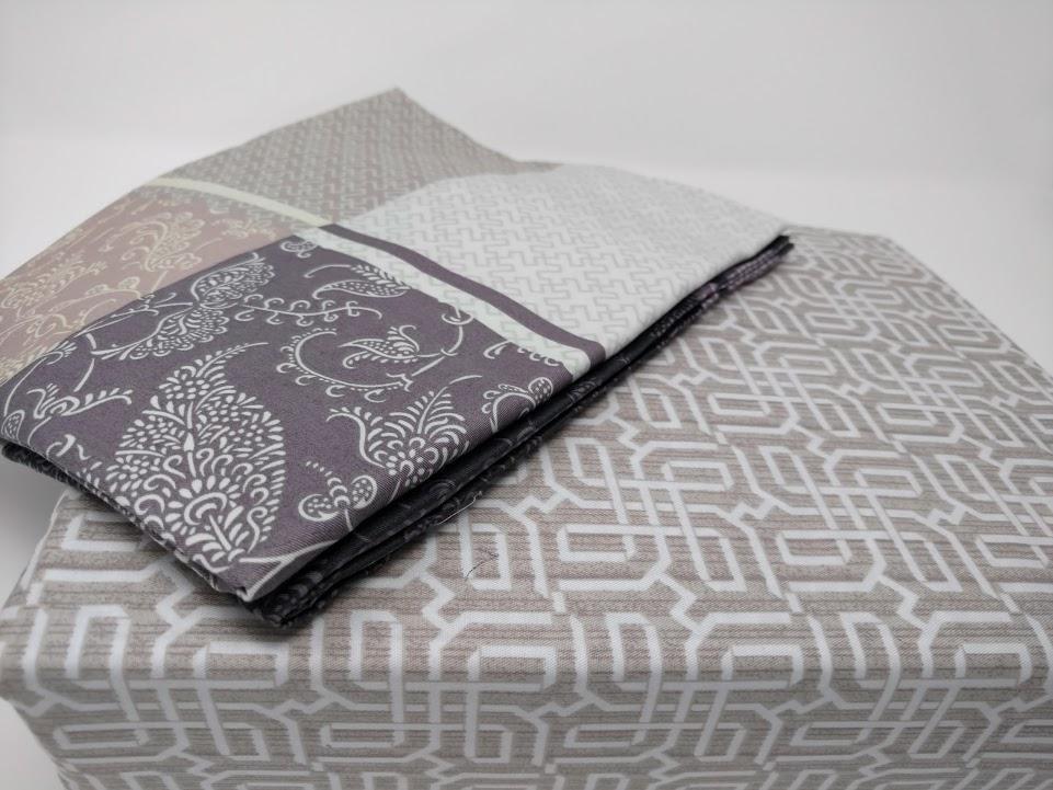 Jacquard Grey Floral Paisley Flat Sheet & Pillow Cases Set