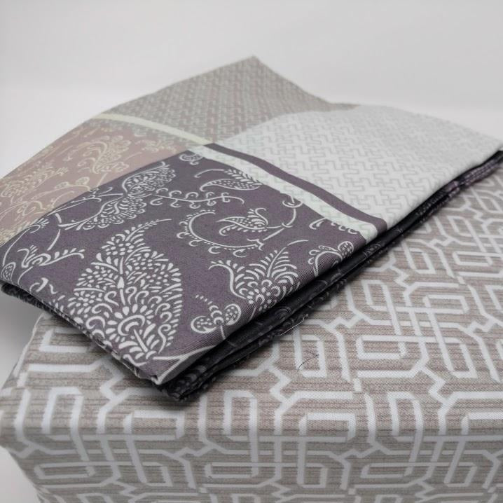 Jacquard Grey Floral Paisley Fitted Sheet & Pillow Cases Set