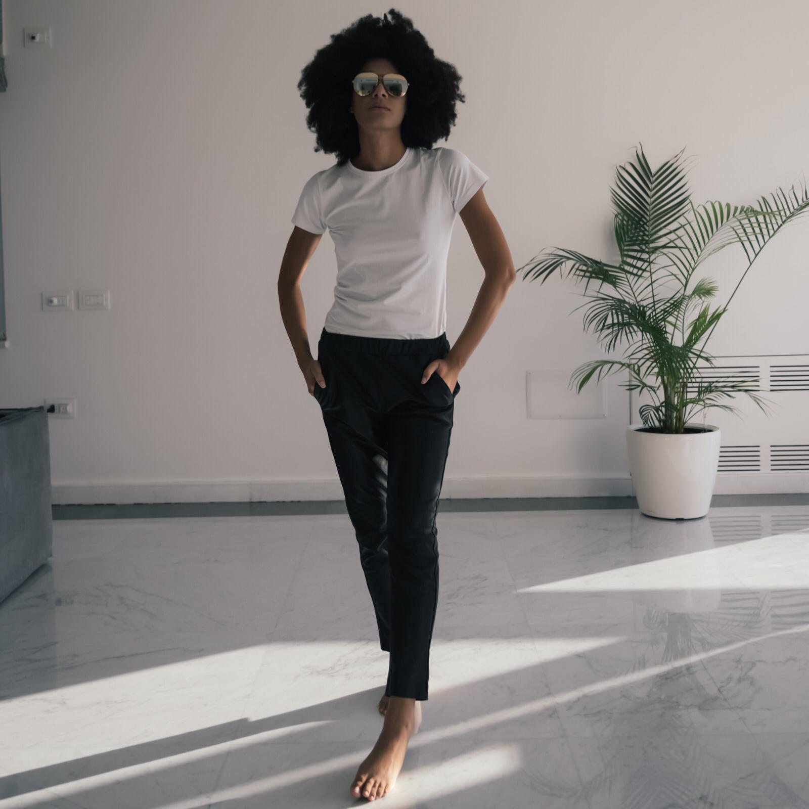 Sandra Milano Black Soft Leather Ladies Trousers