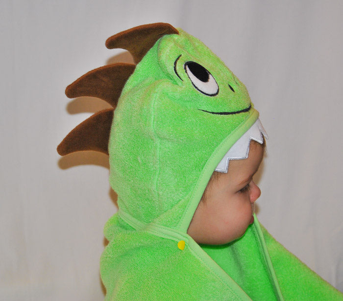 Dino Hooded Cotton Turkish Towel Baby