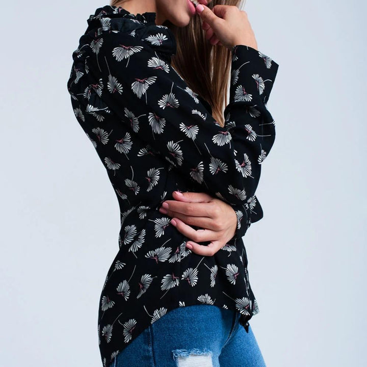 Black Floral Printed Shirt