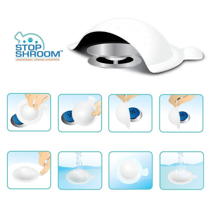 StopShroom (White) Universal Stopper Cover for Bathtub, Bathroom, and Kitchen Drains