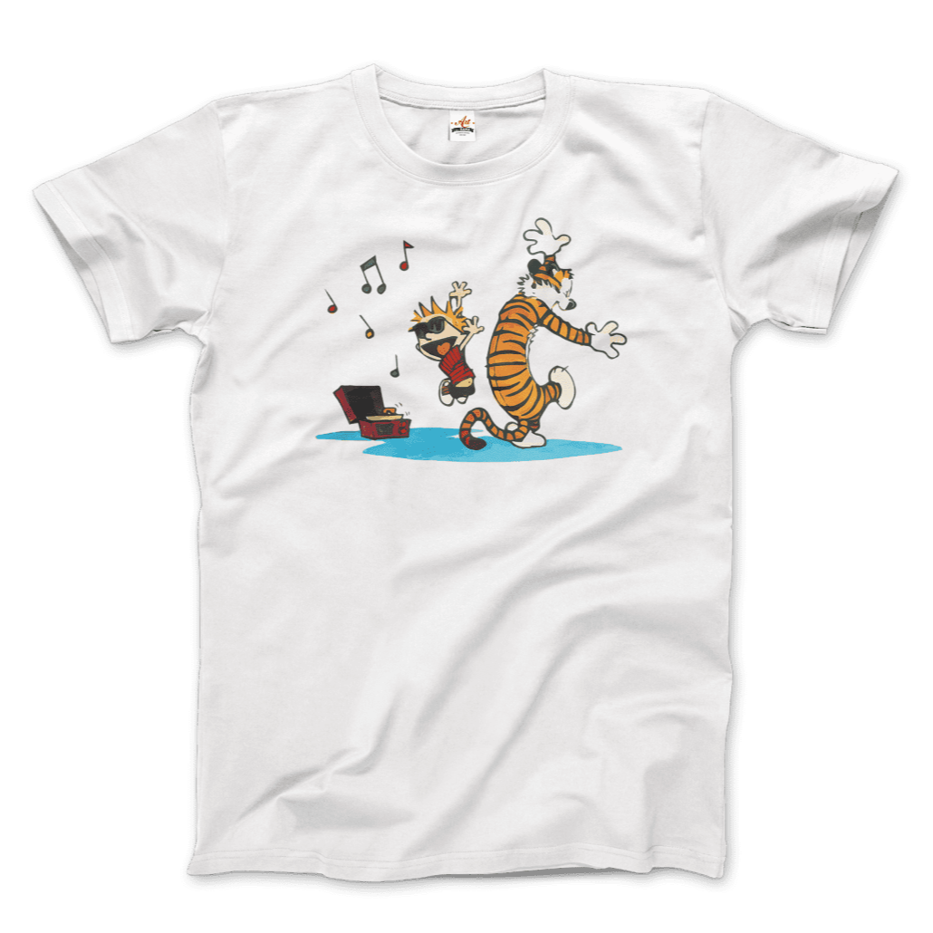 Calvin and Hobbes Dancing With Record Player T-Shirt