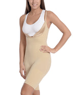 Seamless "Wear Your Own Bra" Bodysuit Shaper With Extra Long Boyleg Nude