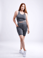 High-Waisted Workout Shorts with Pockets with Criss Cross Design