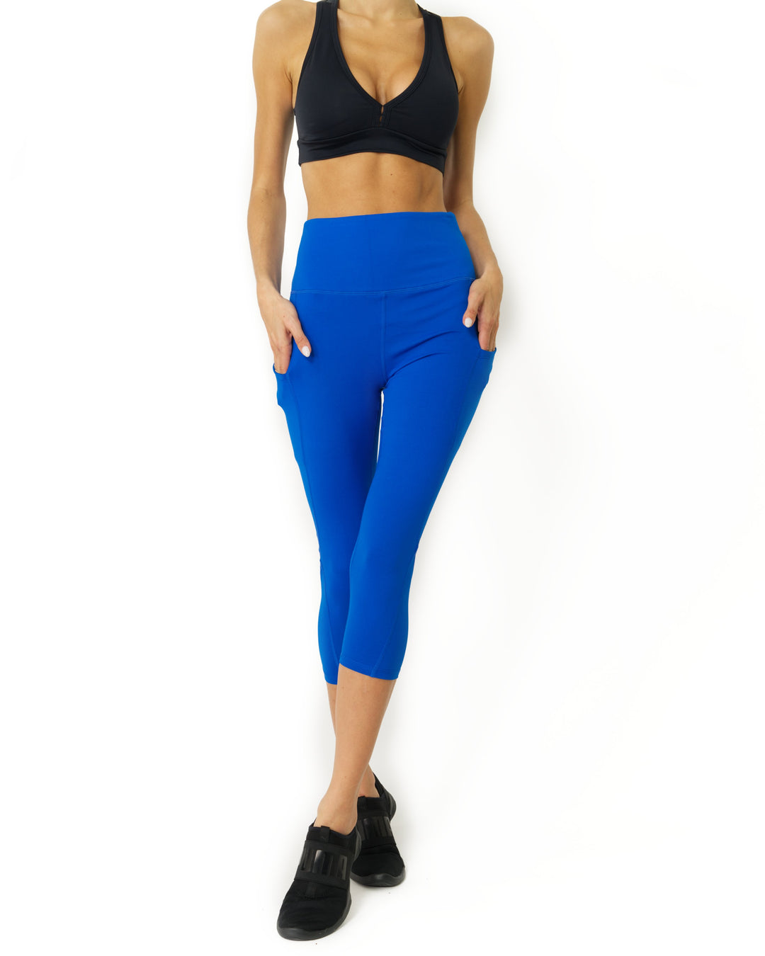 High Waisted Yoga Capri Leggings Sky Blue