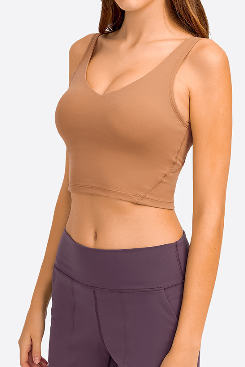 Deep V-Neck Crop Sports Bra