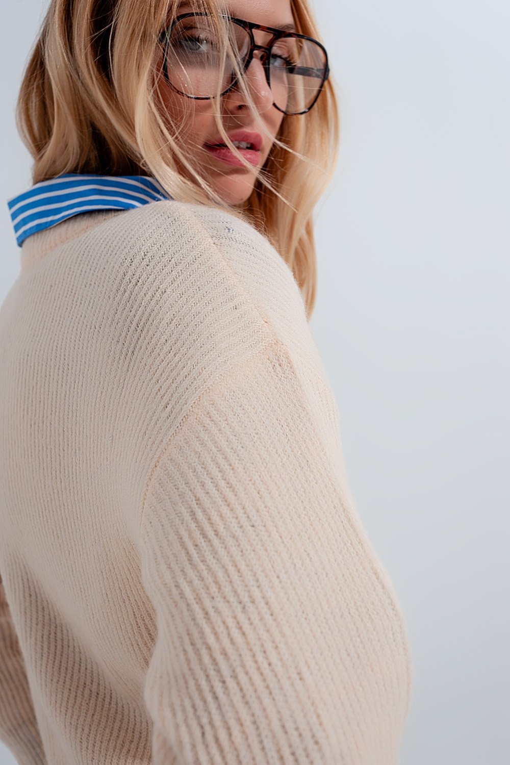 Beige Crew Neck Jumper