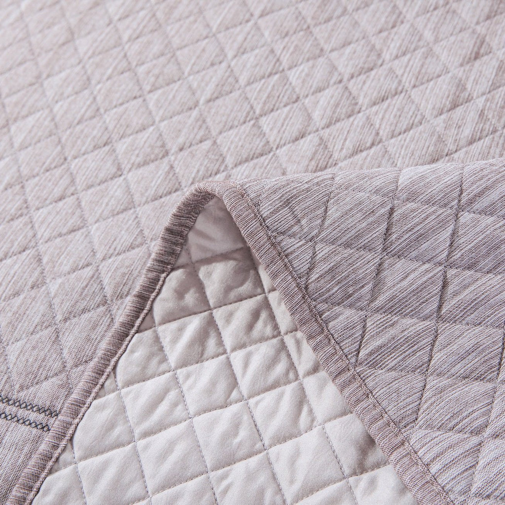 Elegant Fair Isle Purple Grey Yarn Dyed Quilted Coverlet Bedspread Set