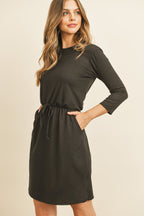 Cinch Waist 3/4 Sleeve Dress