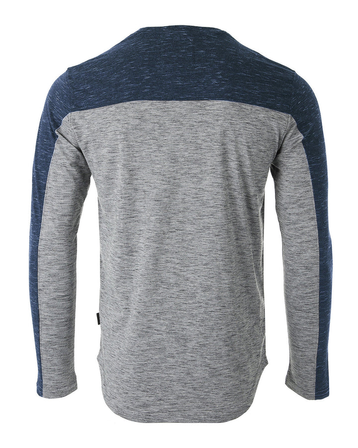 Two-Tone Men's Color Block Long Sleeve Curved Hemline