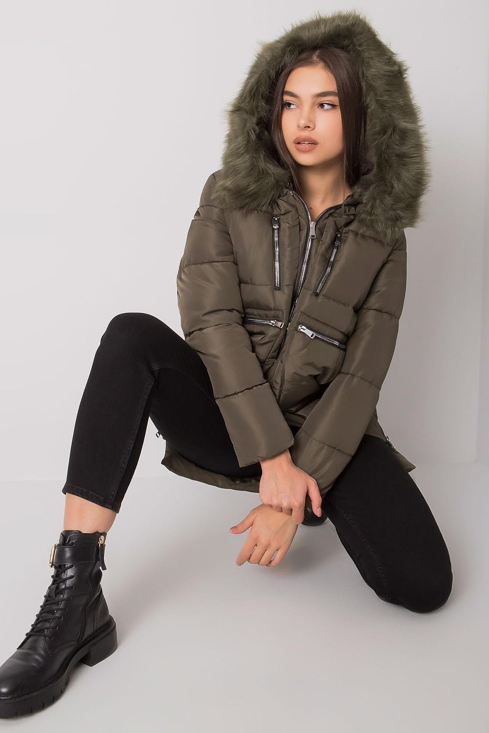 Hooded Winter Jacket Olive Green