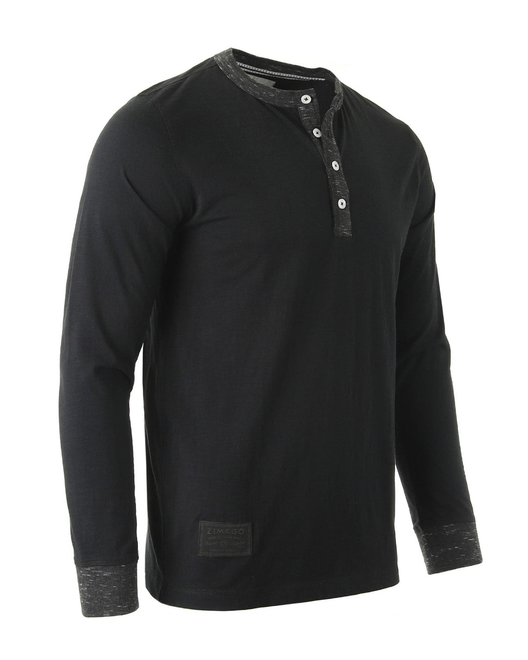 Men's Long Sleeve Contrast Button Placket Neck Cuffs Casual Henley