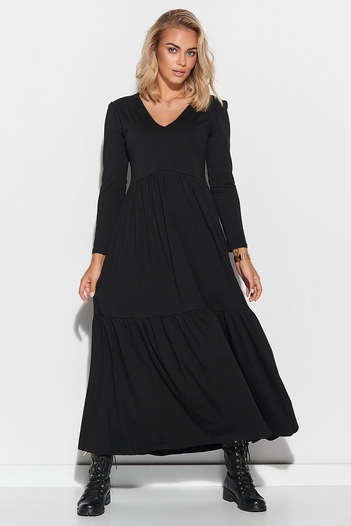 Black Maxi Dress with V-Neckline