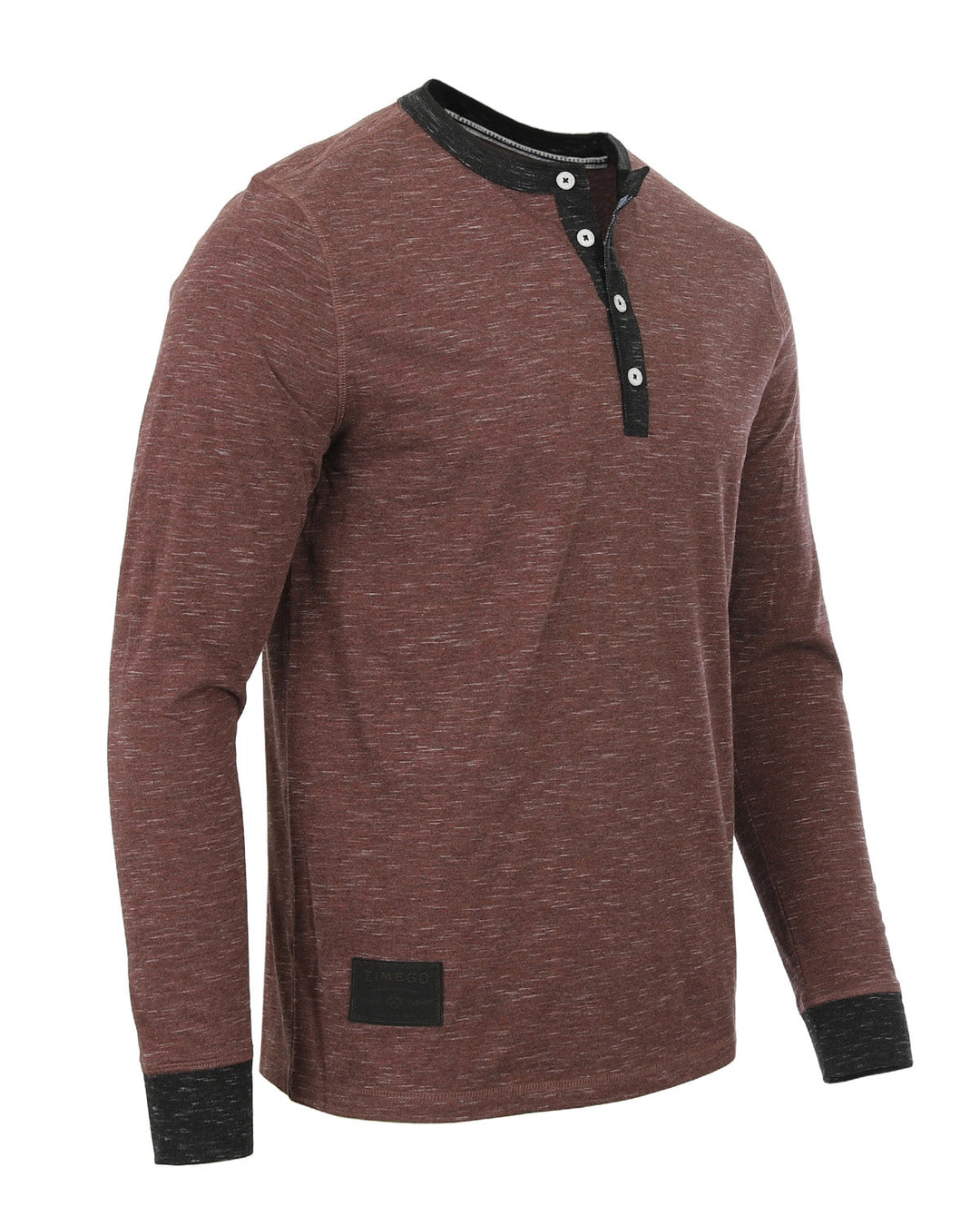 Men's Long Sleeve Contrast Button Placket Neck Cuffs Casual Henley