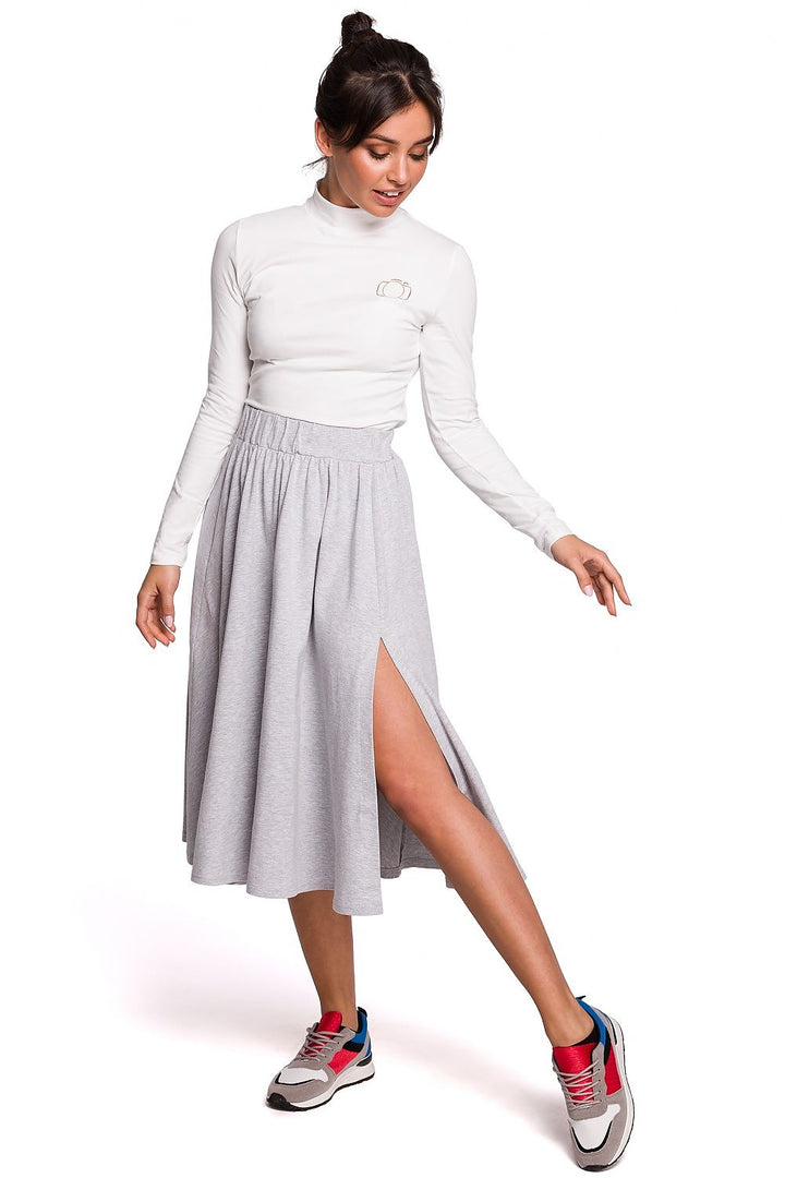 Flared Midi Skirt Grey