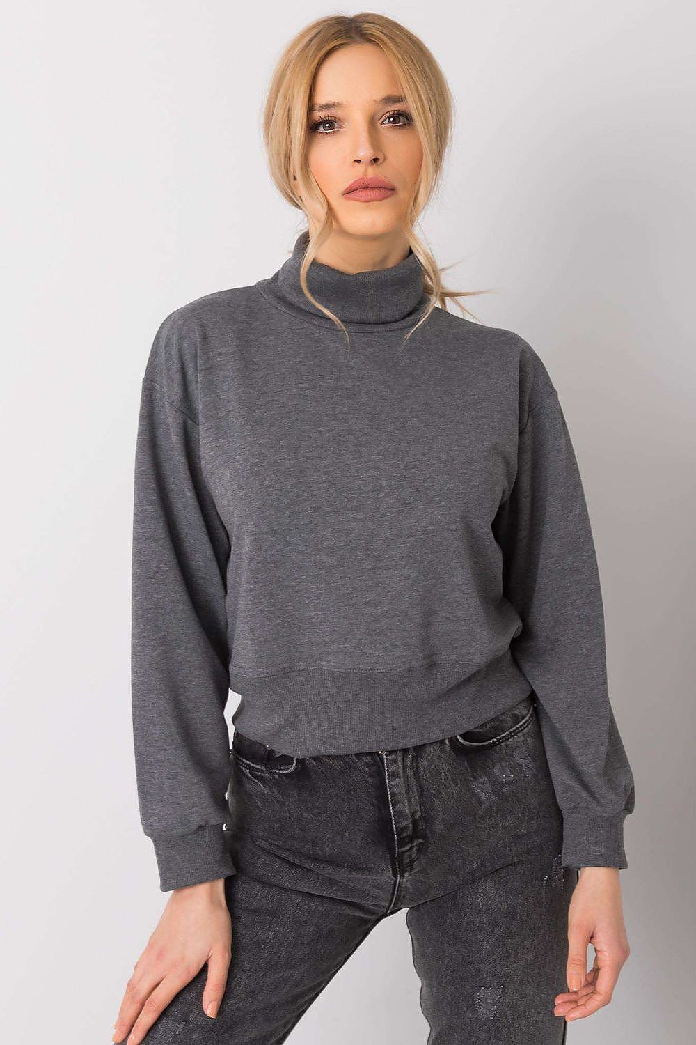 Ladies Turtleneck Sweater Dark Grey