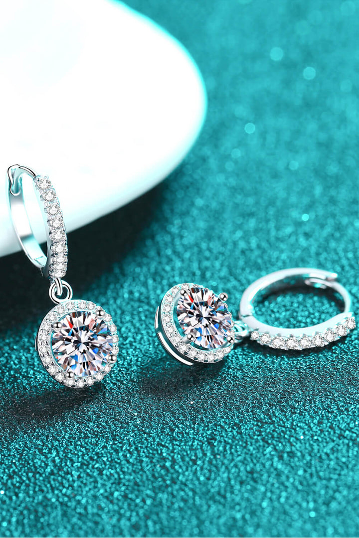Moissanite 2 Ct Round-Shaped Drop Earrings