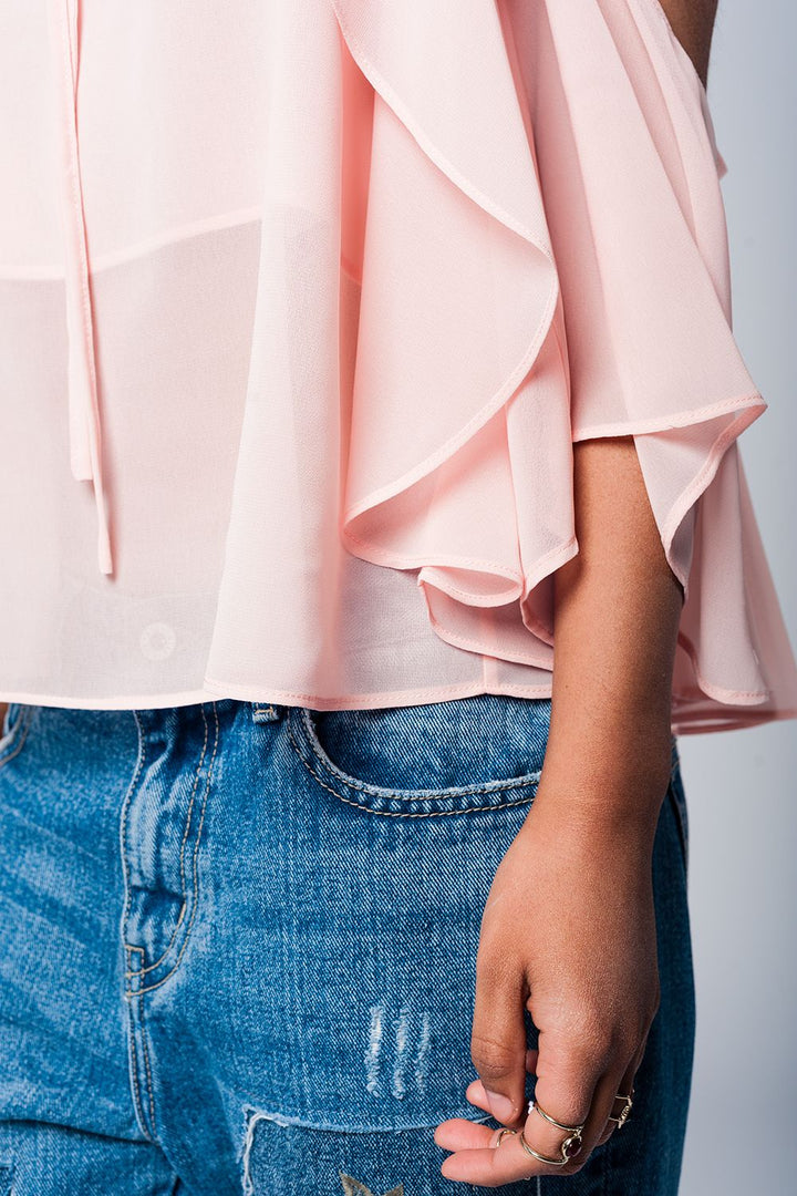 Light Pink Cold Shoulder Top