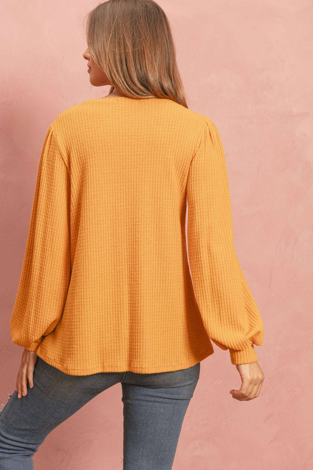 Puff Sleeved Waffle Top