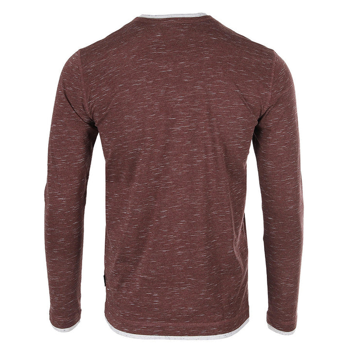 Men's Long Sleeve Double Layered Y-Neck Fashion Henley