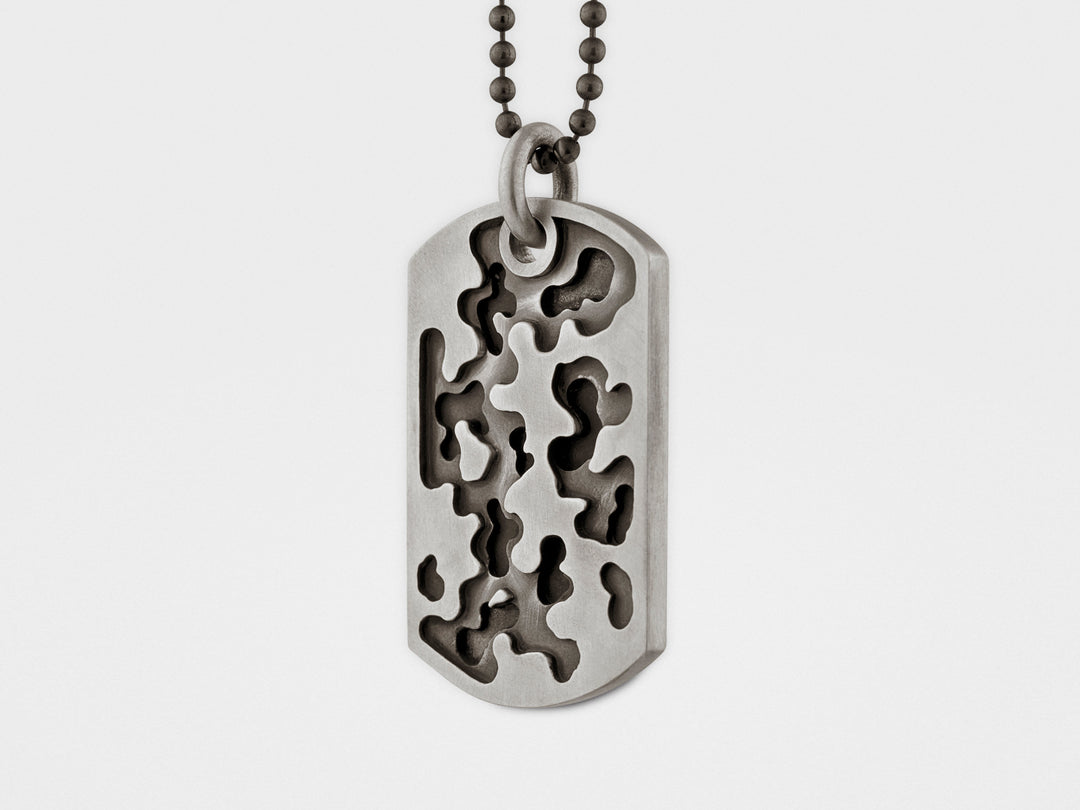 Camouflage Dog Tag Necklace in Sterling Silver