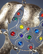 Beaded Elephant Colored Glass Brass Bells