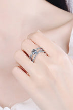 1 Ct Moissanite Crisscross Ring in Silver