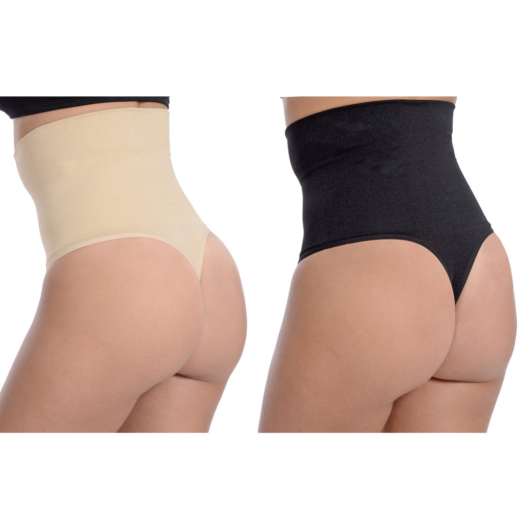 Seamless Hi-Waist Shaper with Thong Bottom 2 Pack