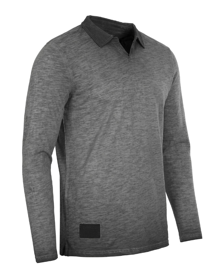 Long Sleeve Vintage V-Neck Henley Polo T-Shirt