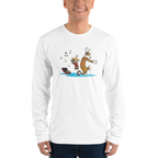Calvin and Hobbes Dancing With Record Player Long Sleeve Shirt