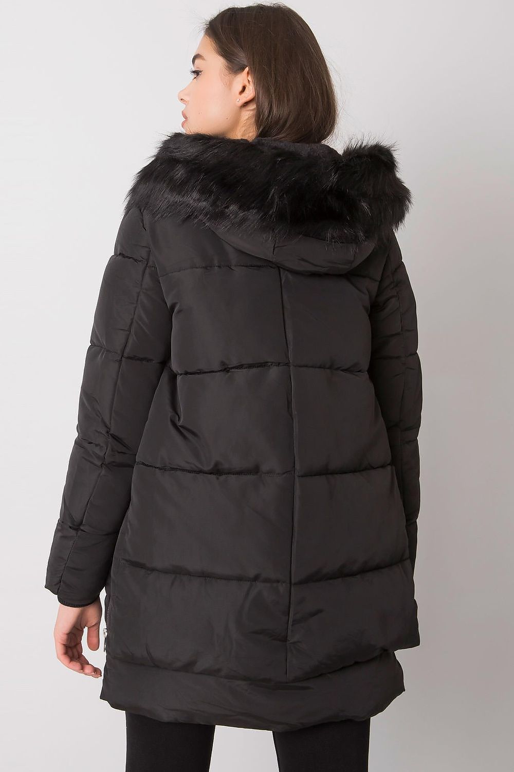 Ladies Winter Hooded Parka Jacket Black