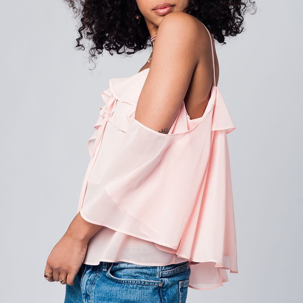 Light Pink Cold Shoulder Top