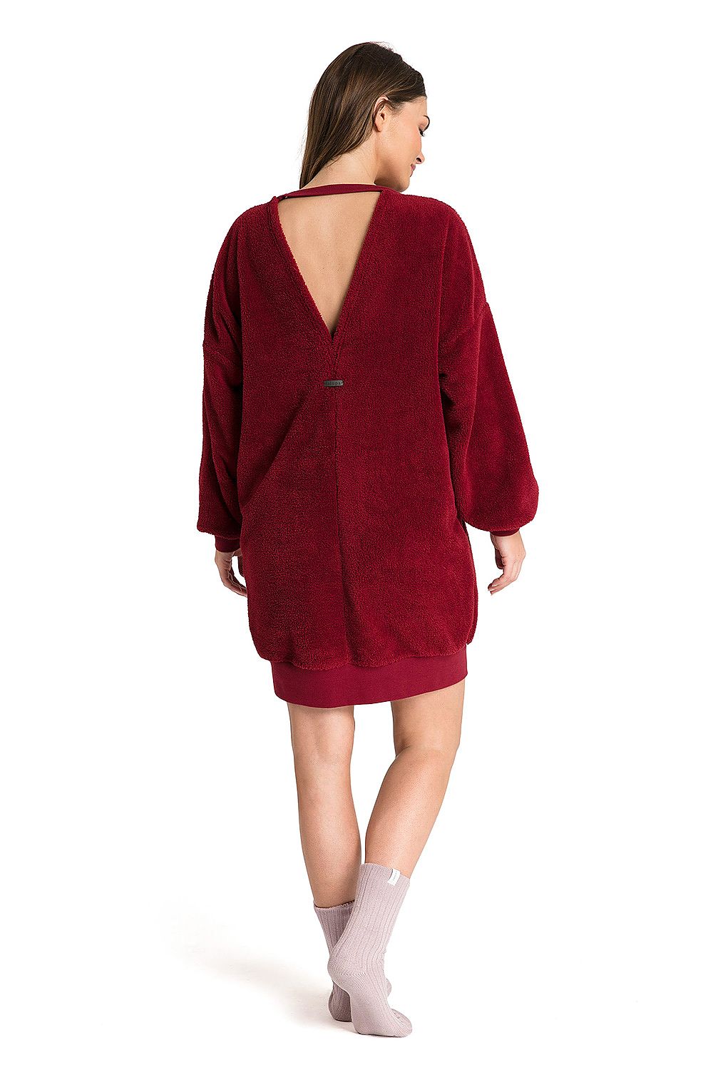 LaLupa Relaxed Fit Tunic Dress Burgundy