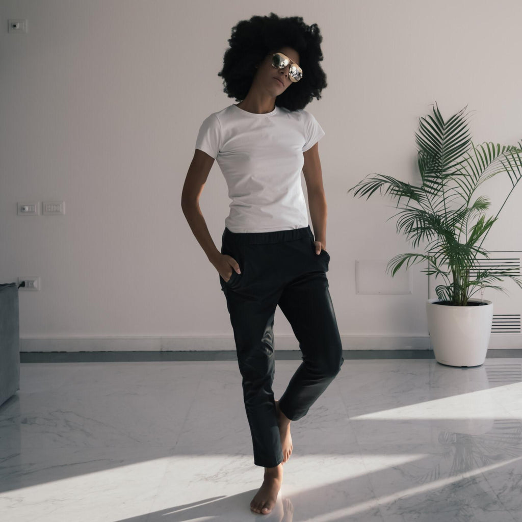 Sandra Milano Black Soft Leather Ladies Trousers