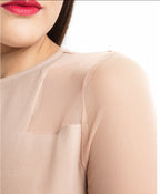 Solid Beige Mesh Dress