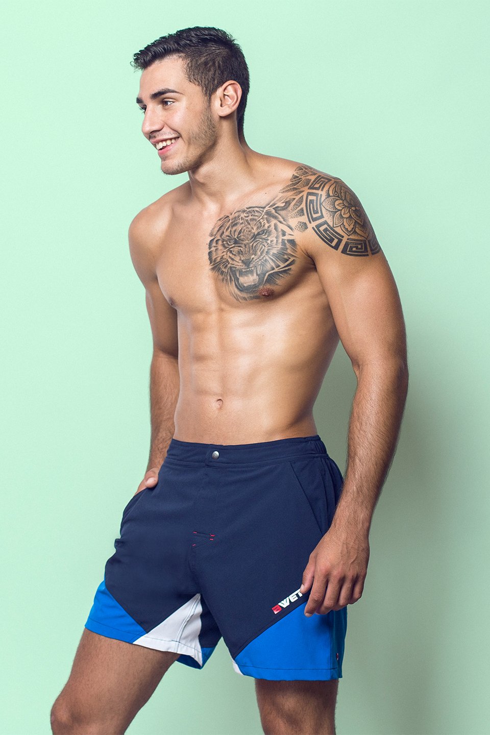 Eco-Friendly Beach Shorts "Butterfly" Side Pockets and Back Zipper Pocket