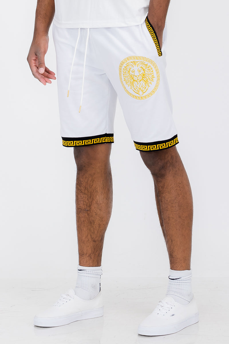 Lion Head Embroidered Shorts