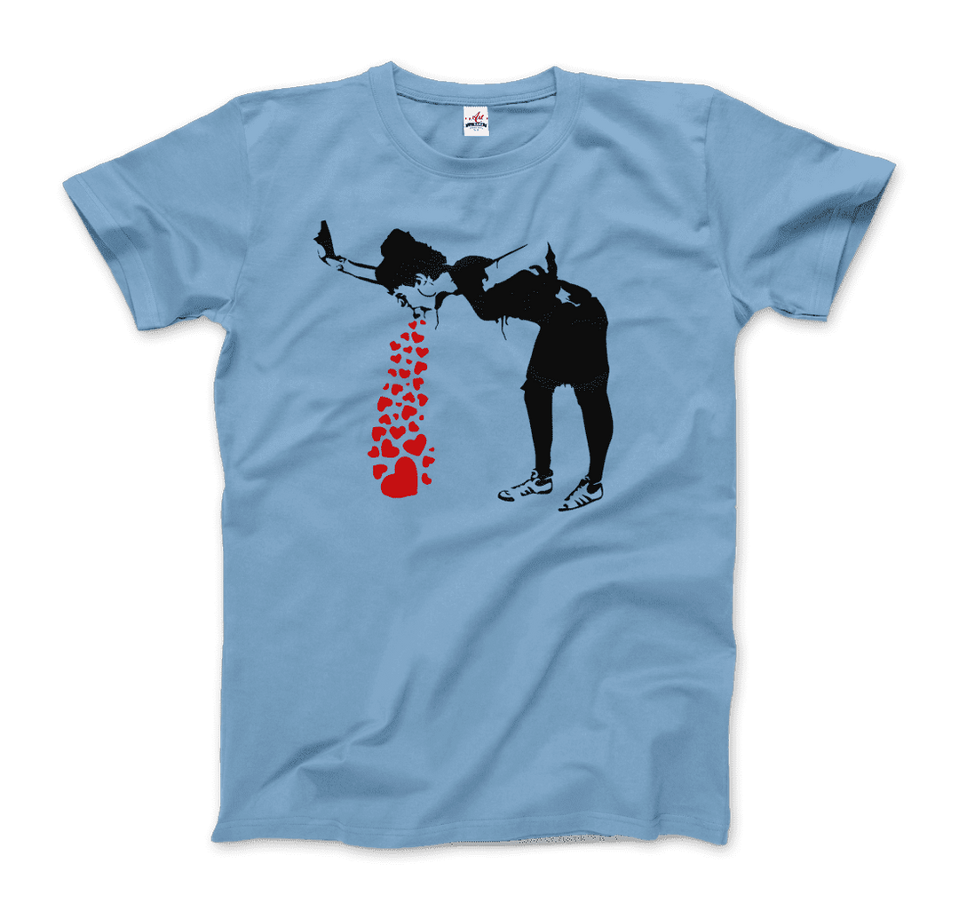 Banksy Lovesick Girl Throwing Up Hearts Artwork T-Shirt