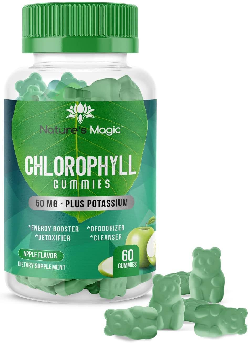 Nature's Magic Chlorophyll Gummies 50MG Apple Flavored Plus Potassium