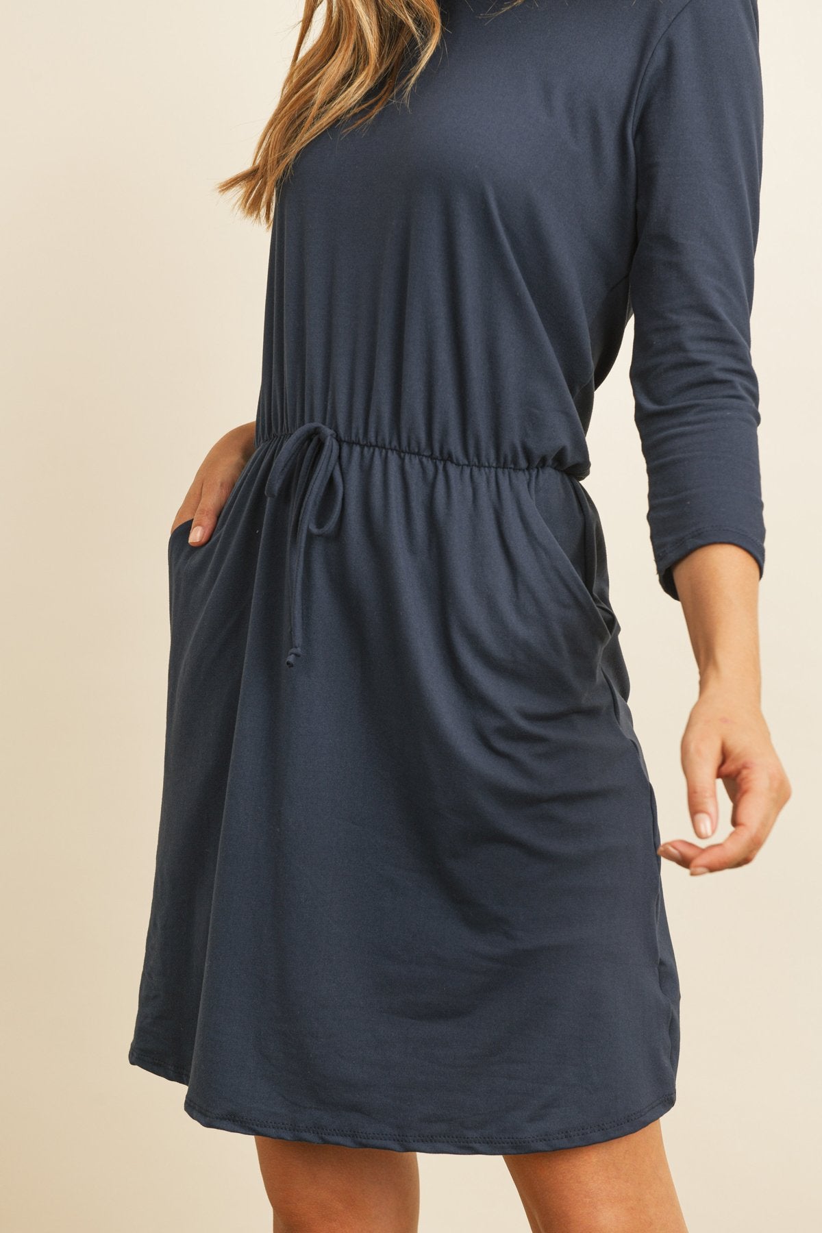 Cinch Waist 3/4 Sleeve Dress