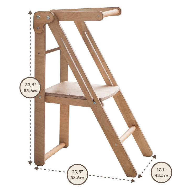 Wooden Step Stool for Preschool Kid Chair That Grows | Chocolate