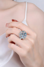 10 Ct Moissanite Flower-Shaped Ring in Sterling Silver