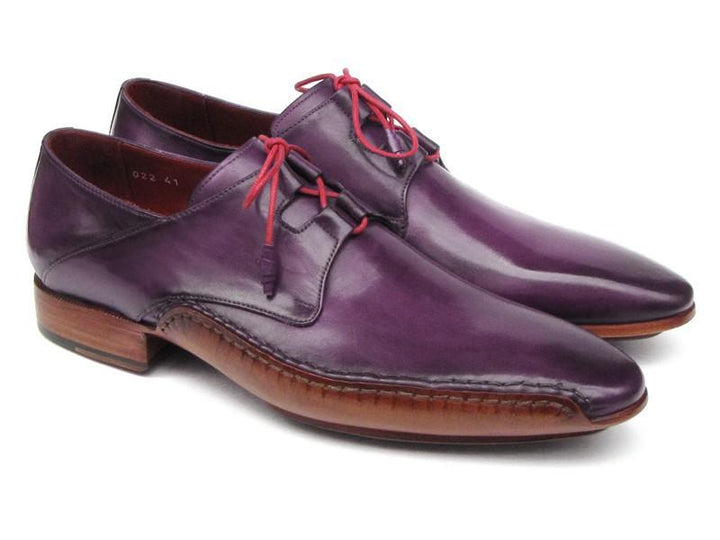 Paul Parkman Men's Ghillie Lacing Side Handsewn Dress Shoes Purple Leather
