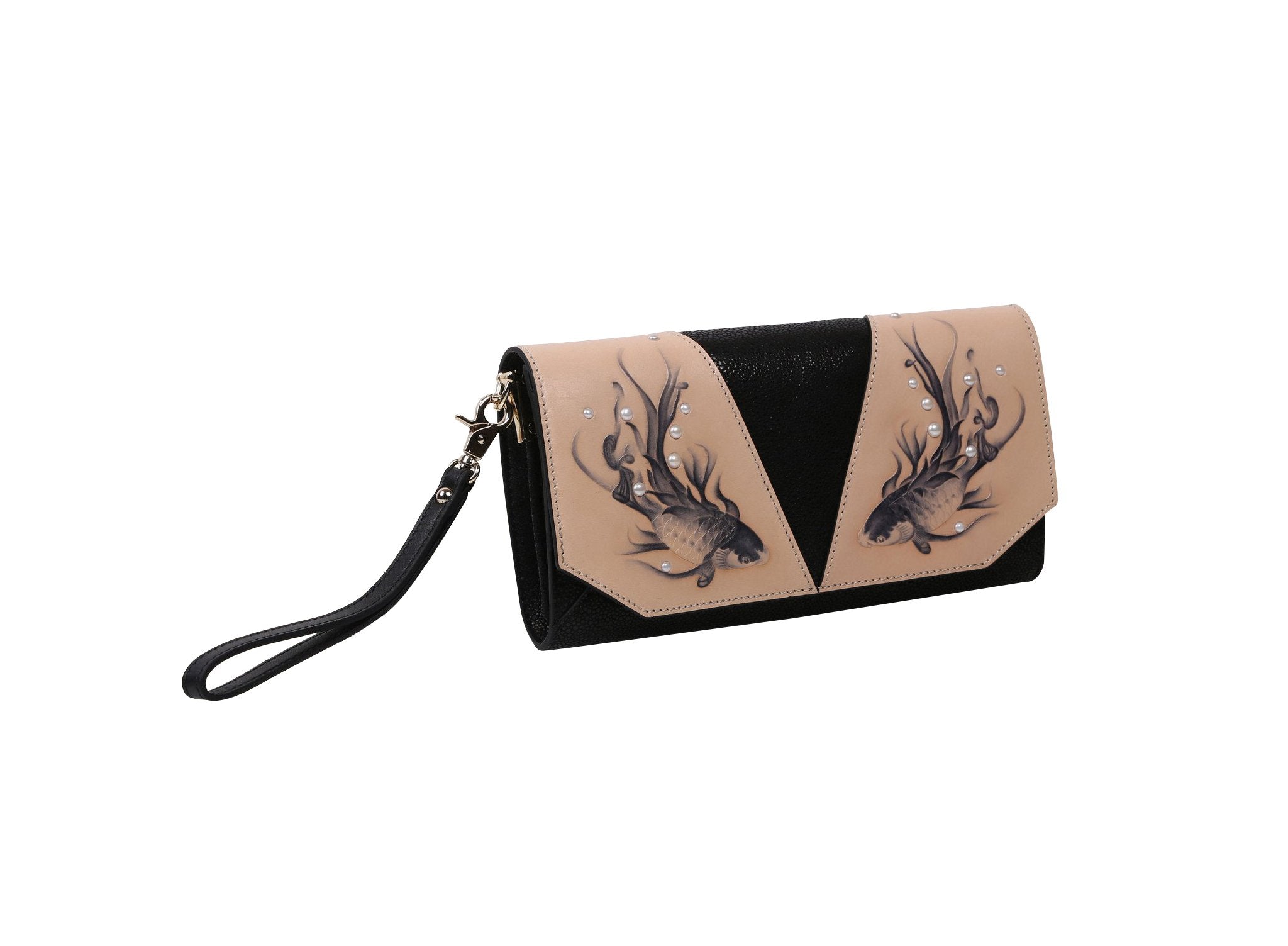 Fish Black Crossbody Clutch