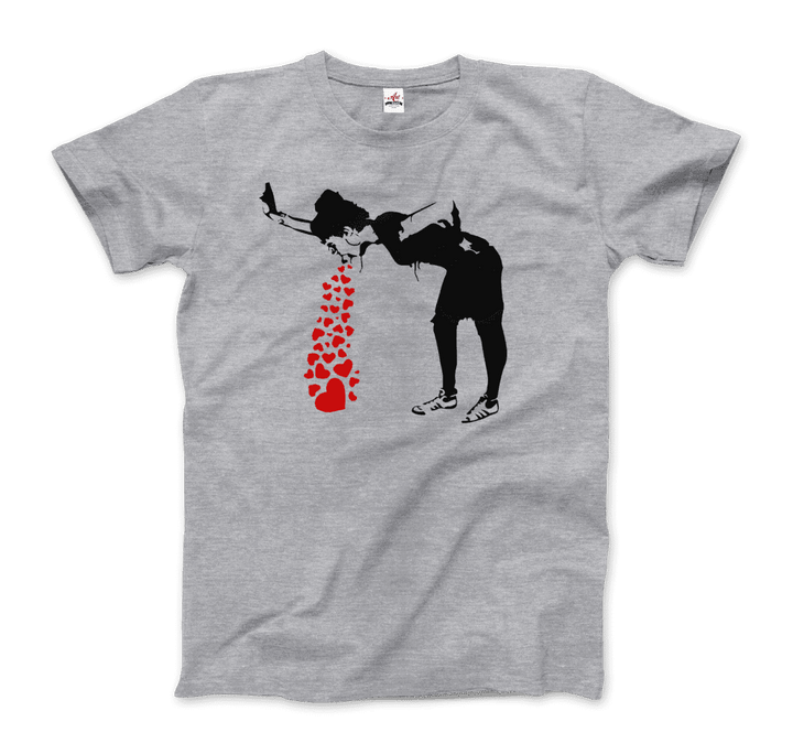 Banksy Lovesick Girl Throwing Up Hearts Artwork T-Shirt