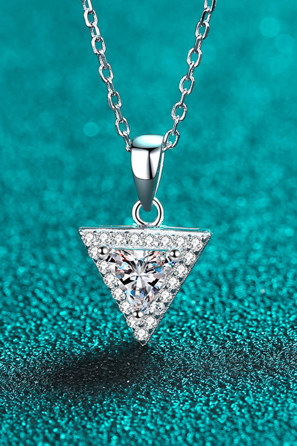 Triangle Moissanite Pendant Necklace 925 Sterling Silver
