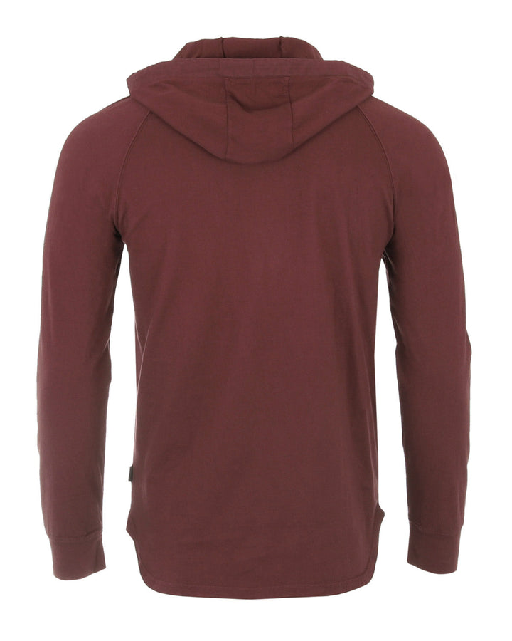 Maroon Pigment Dyed Hoodie Athletic V-Neck