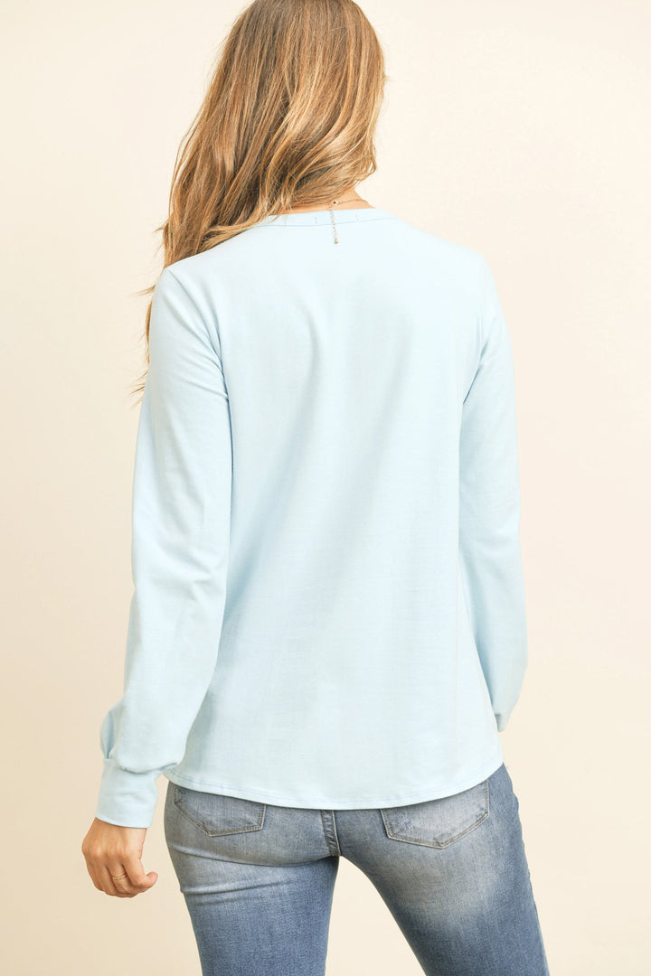 Long Sleeve Round Neck Solid Top