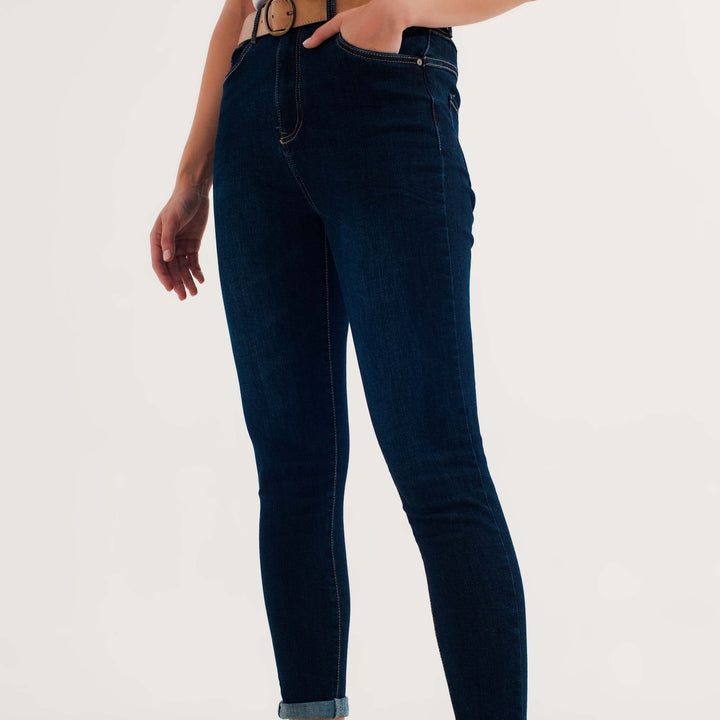 Skinny Stretch Jeans in Mid Wash Blue